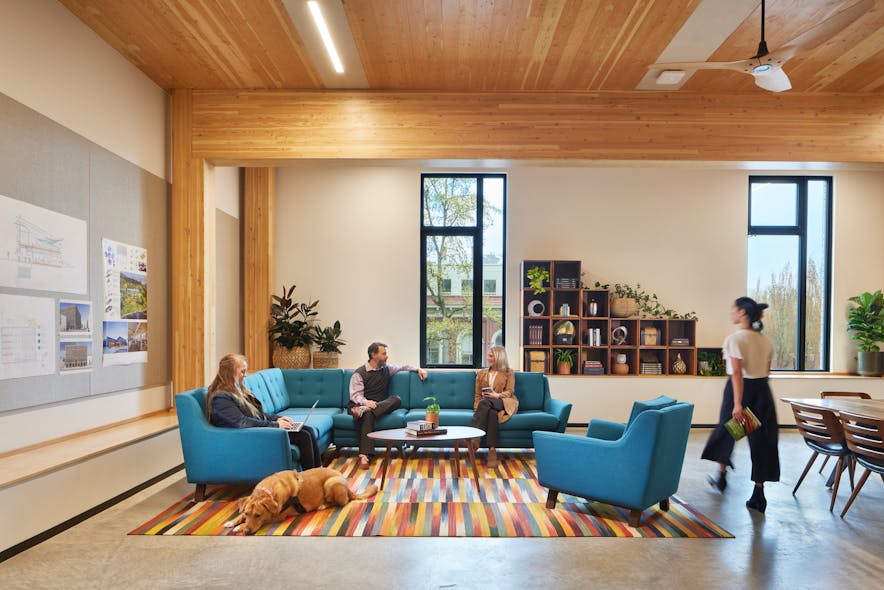 Pin-up and collaboration spaces, PAE Living Building